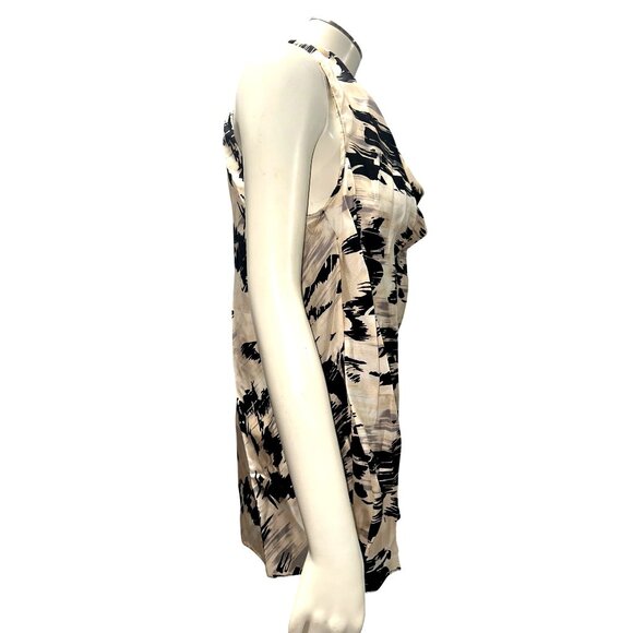 Cynthia Rowley XL Black White Abstract Print Silk Sleeveless Cowl Neck Blouse NW - Picture 5 of 9